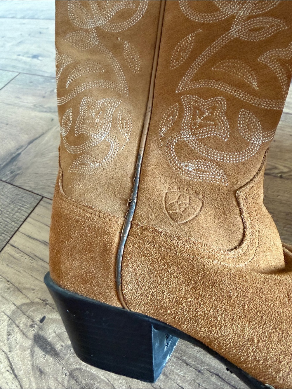 Ariat Brown Heritage Suede Western Cowboy Boot Embroidered Floral Women 7B 15713 - Picture 6 of 13